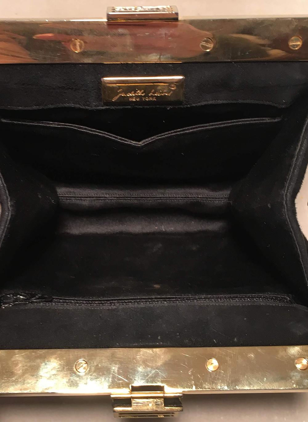 Women's Judith Leiber Black Suede Evening Bag Clutch with Silk Tassel  For Sale