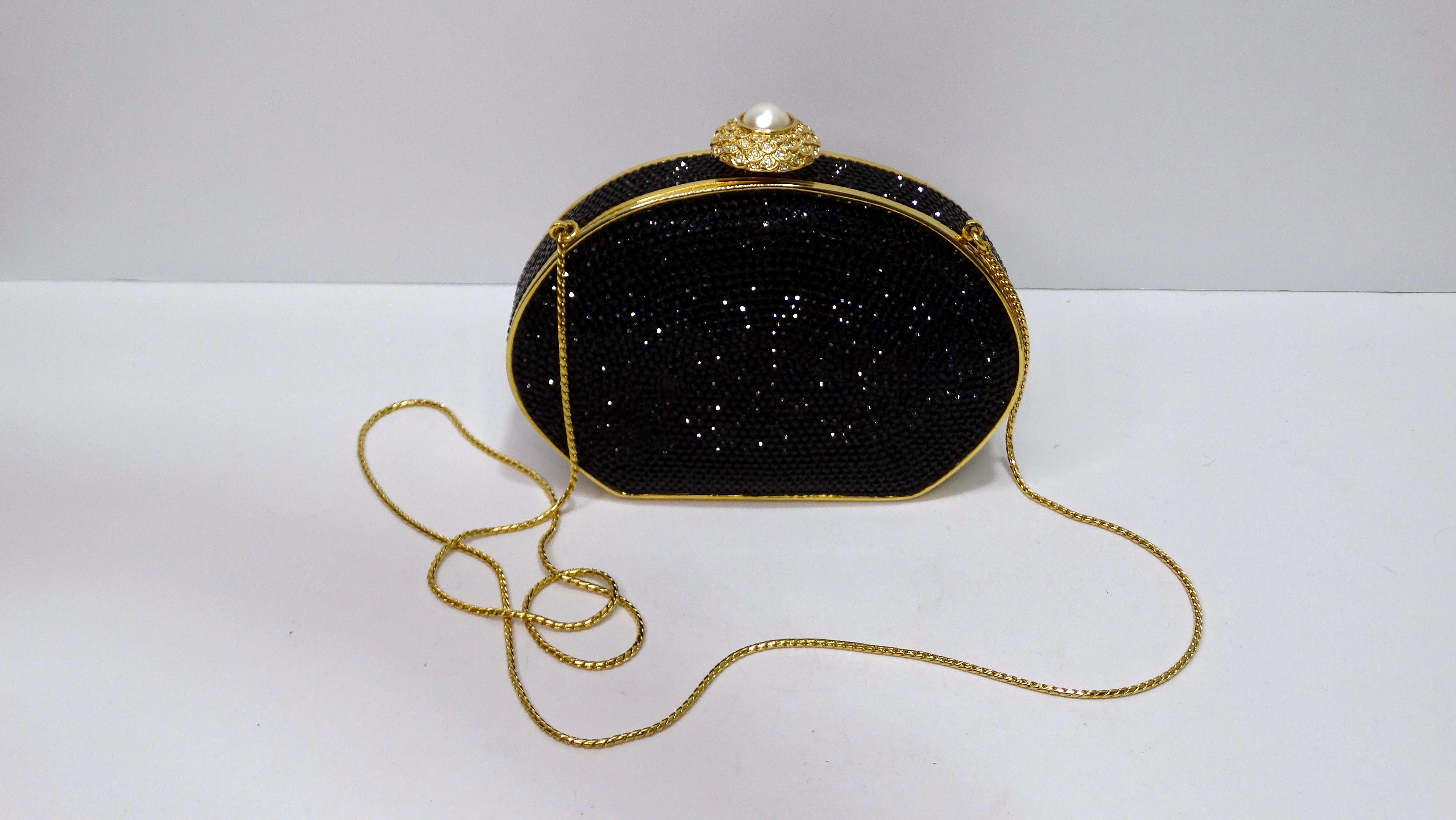 Judith Leiber Black Swarovski Crystal Minaudiere Evening Bag 8