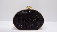 Judith Leiber Black Swarovski Crystal Minaudiere Evening Bag