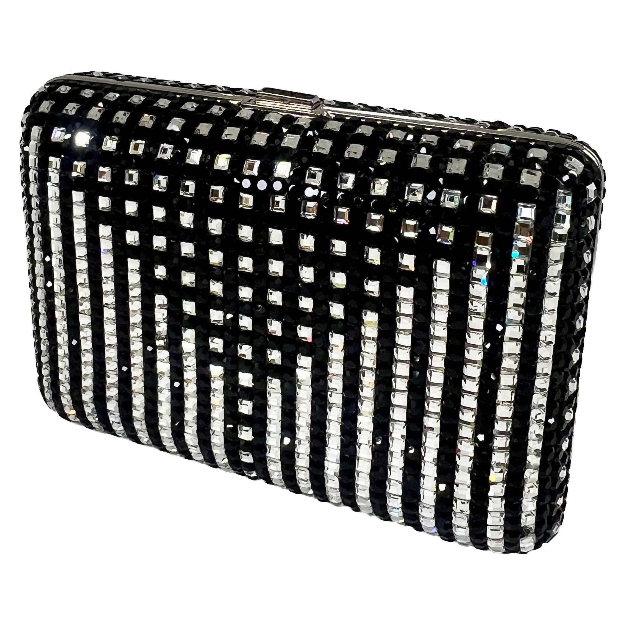 Pochette da sera Minaudière in cristallo nero di Judith Leiber