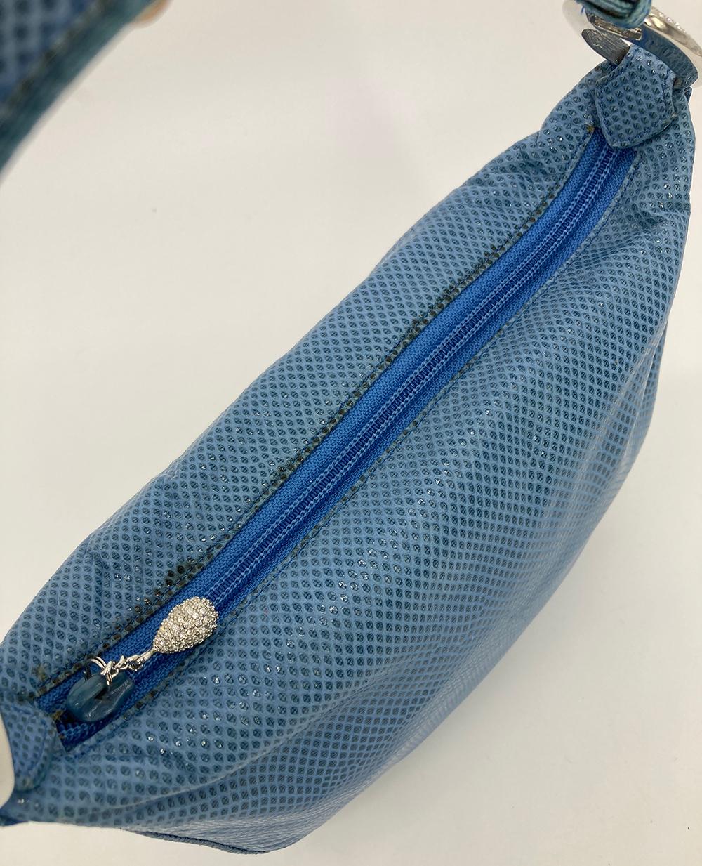 Judith Leiber Blue Lizard Crystal Accent Handbag For Sale 2