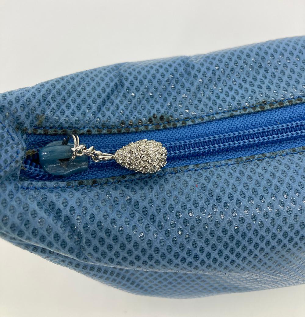 Judith Leiber Blue Lizard Crystal Accent Handbag For Sale 3