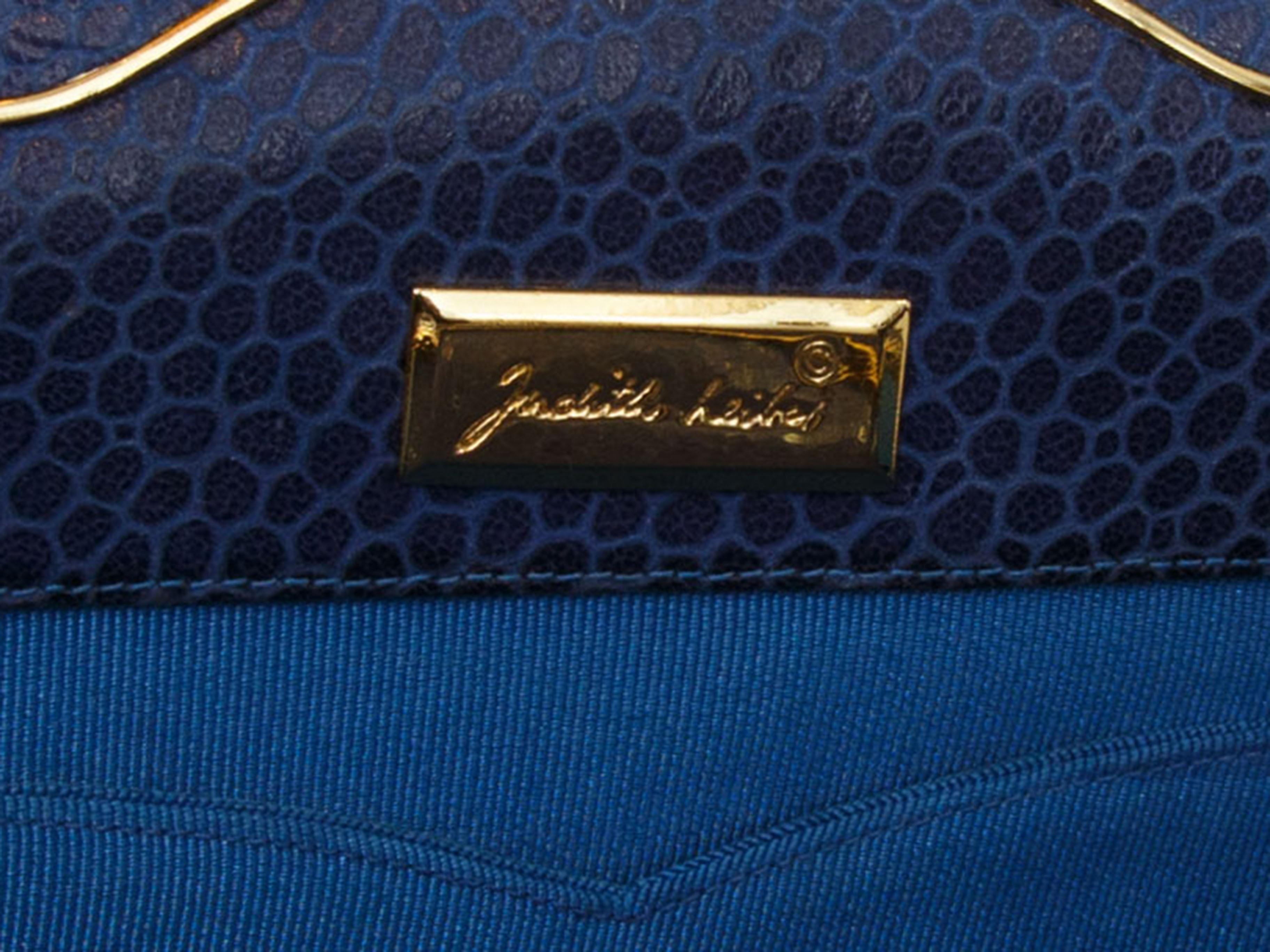 Judith Leiber Blue Reptile Clutch In Good Condition In New York, NY