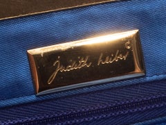Judith Leiber Blue Snakeskin Frame Clutch