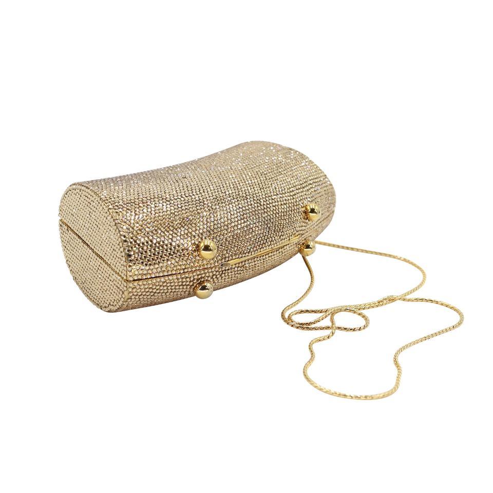 Women's Judith Leiber Box Push Lock Crystal Clutch Tassel Cross Body Bag JL-B0608P-0001 For Sale