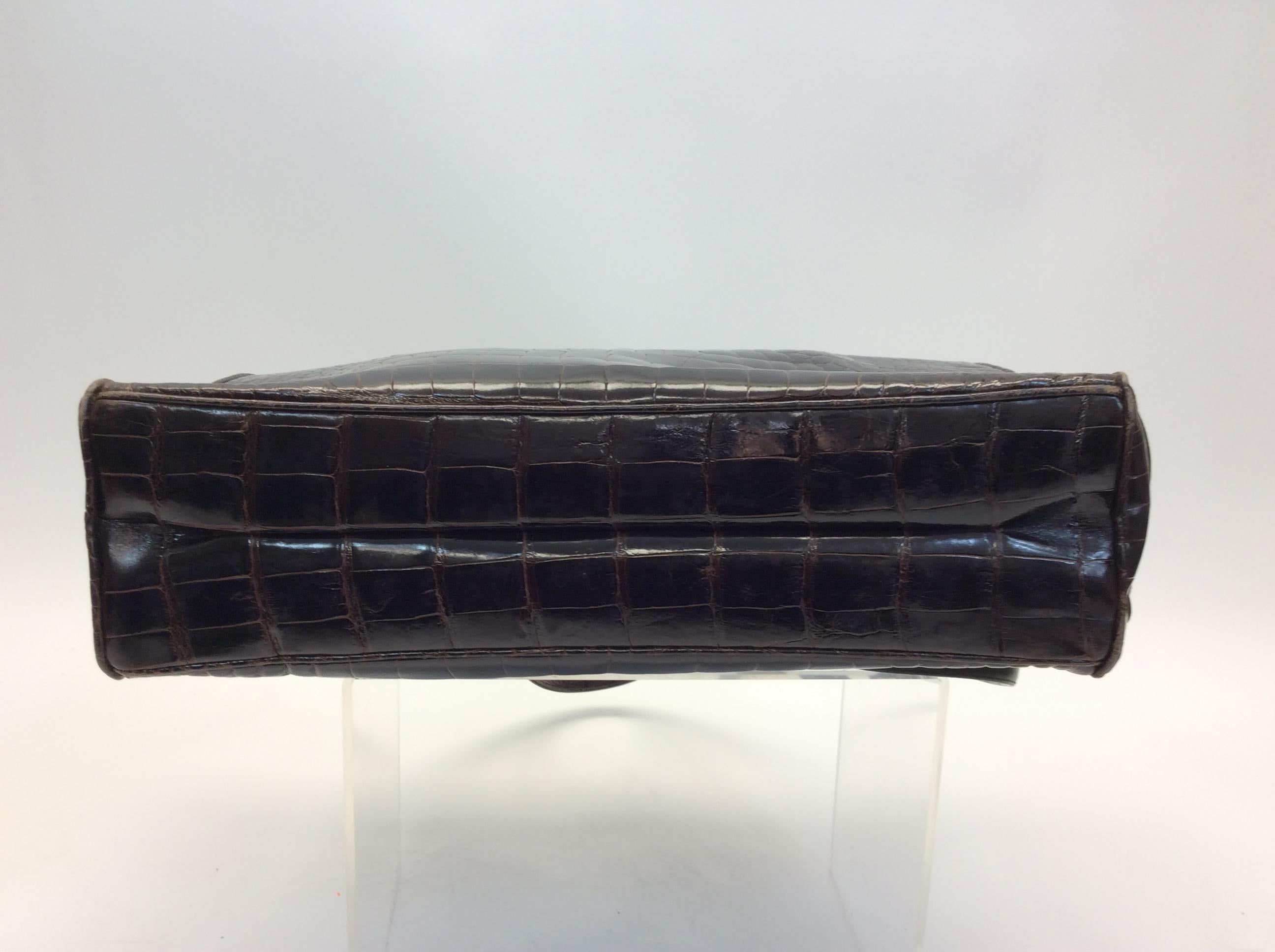 Judith Leiber Brown Crocodile Shoulder Bag For Sale 1