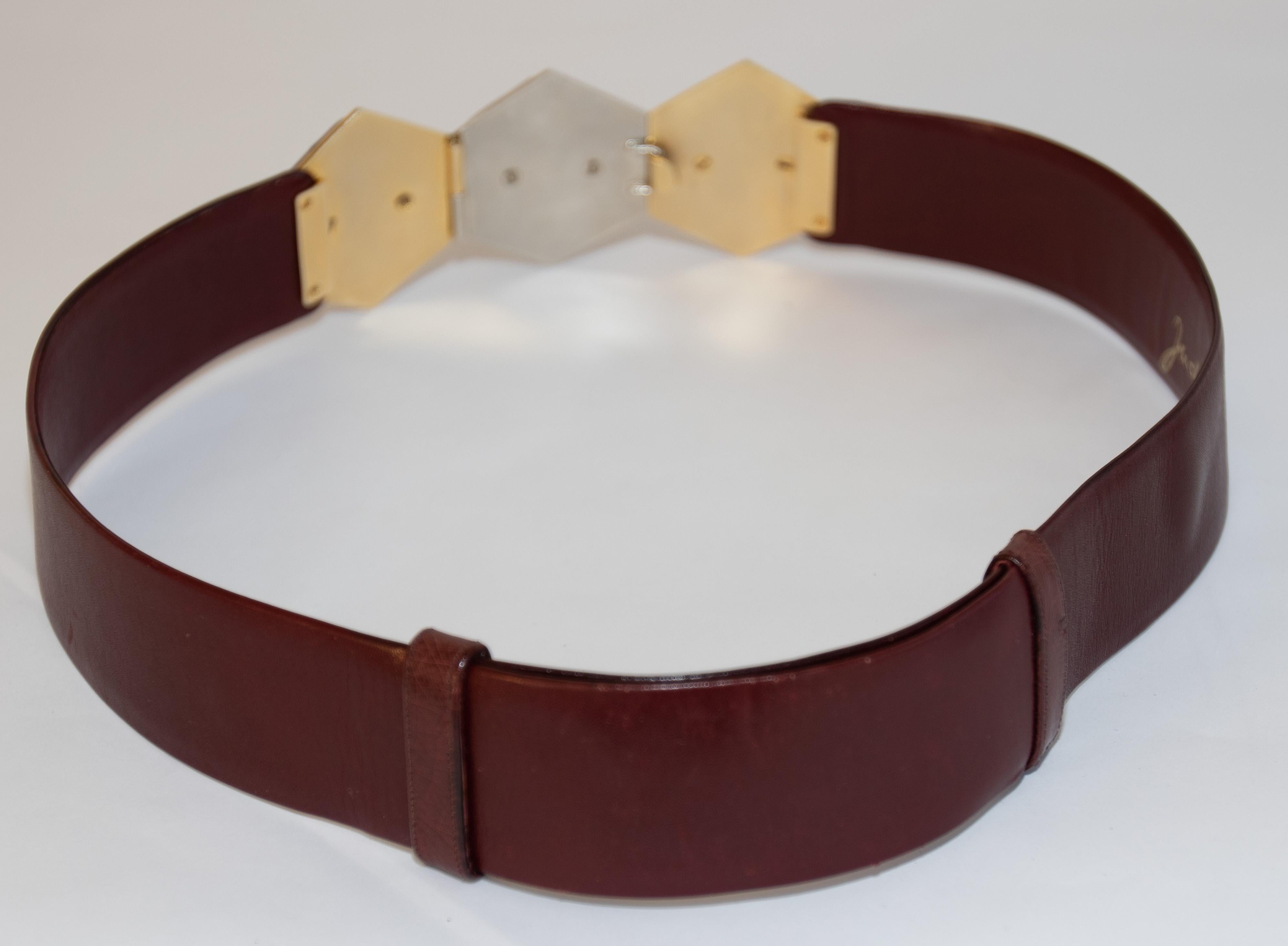 Women's or Men's Judith Leiber Brown Leather Belt 1980's