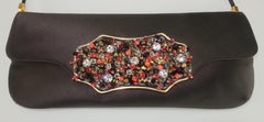 Judith Leiber Brown Satin Beaded Handbag