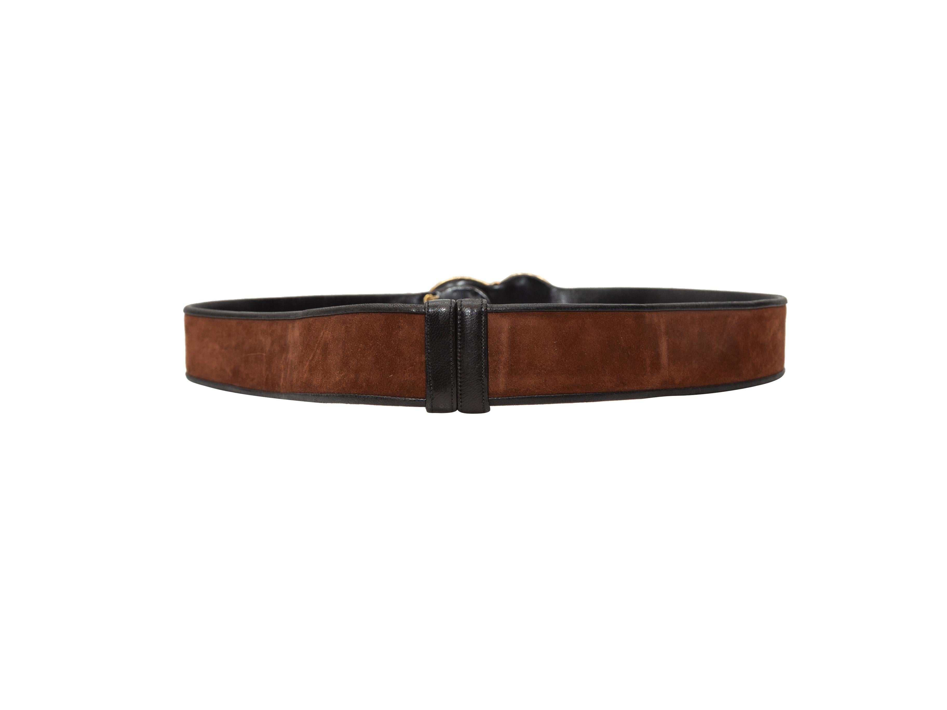 Judith Leiber Brown Suede Animal Buckle Belt In Good Condition In New York, NY