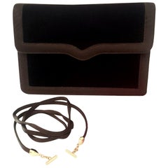 Judith Leiber Brown Velvet  & Satin Shoulder Convertible Clutch Bag