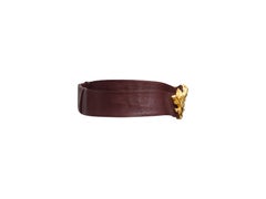 Judith Leiber Burgundy Leather Dragon Buckle Belt