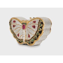 Judith Leiber Butterfly Crystal Clutch Bag with Leather Interior