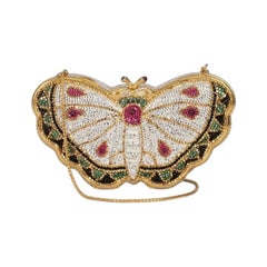 Judith Leiber Butterfly Crystal Clutch Bag with Leather Interior