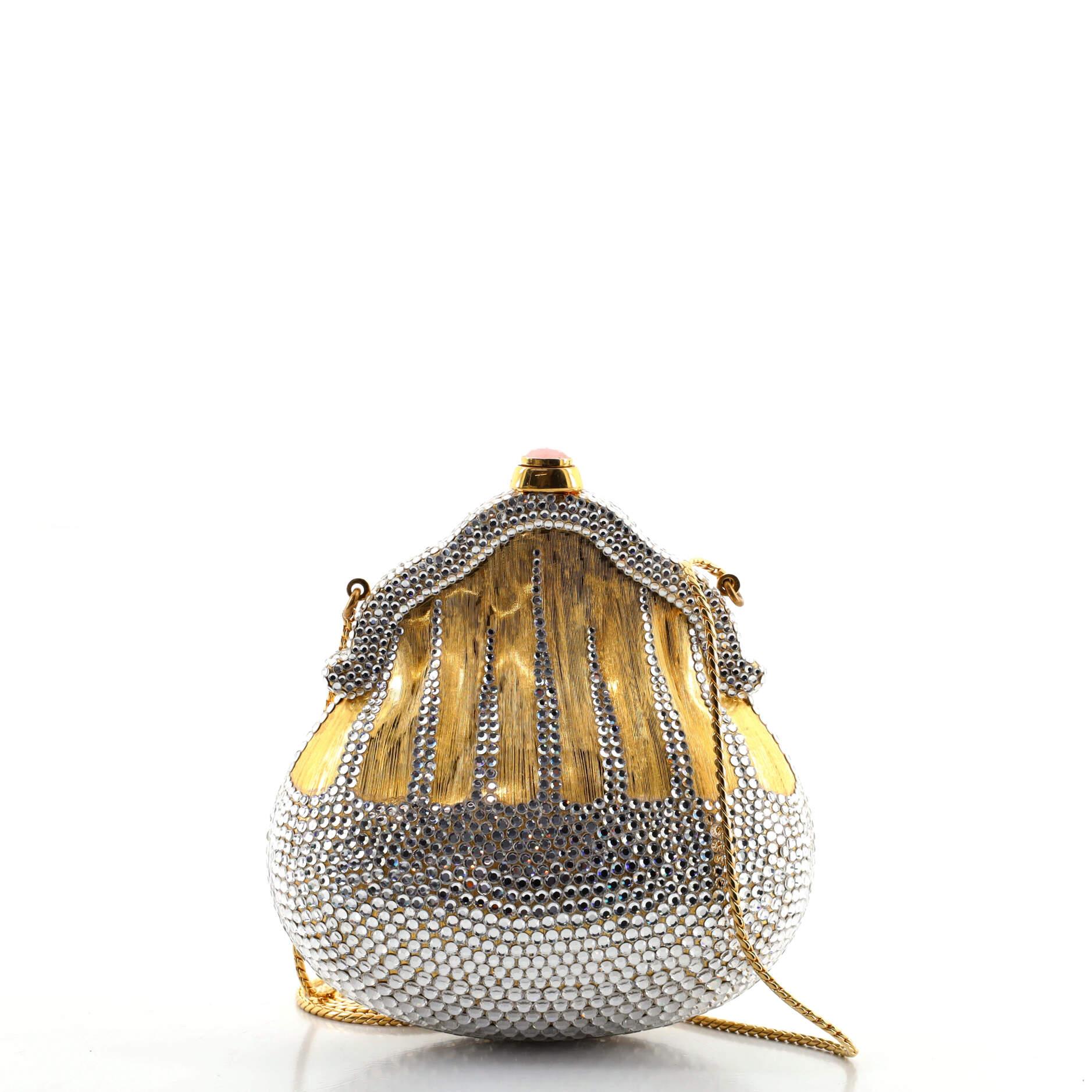 Judith Leiber Chatelaine Minaudiere in metallo con cristallo piccola In condizioni buone a NY, NY