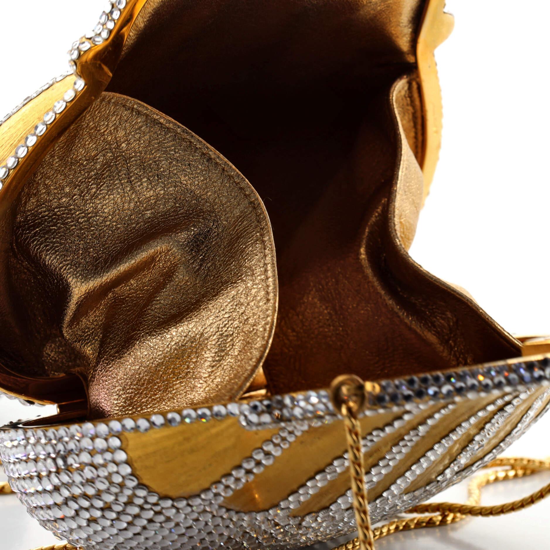 Judith Leiber Chatelaine Minaudiere in metallo con cristallo piccola 2