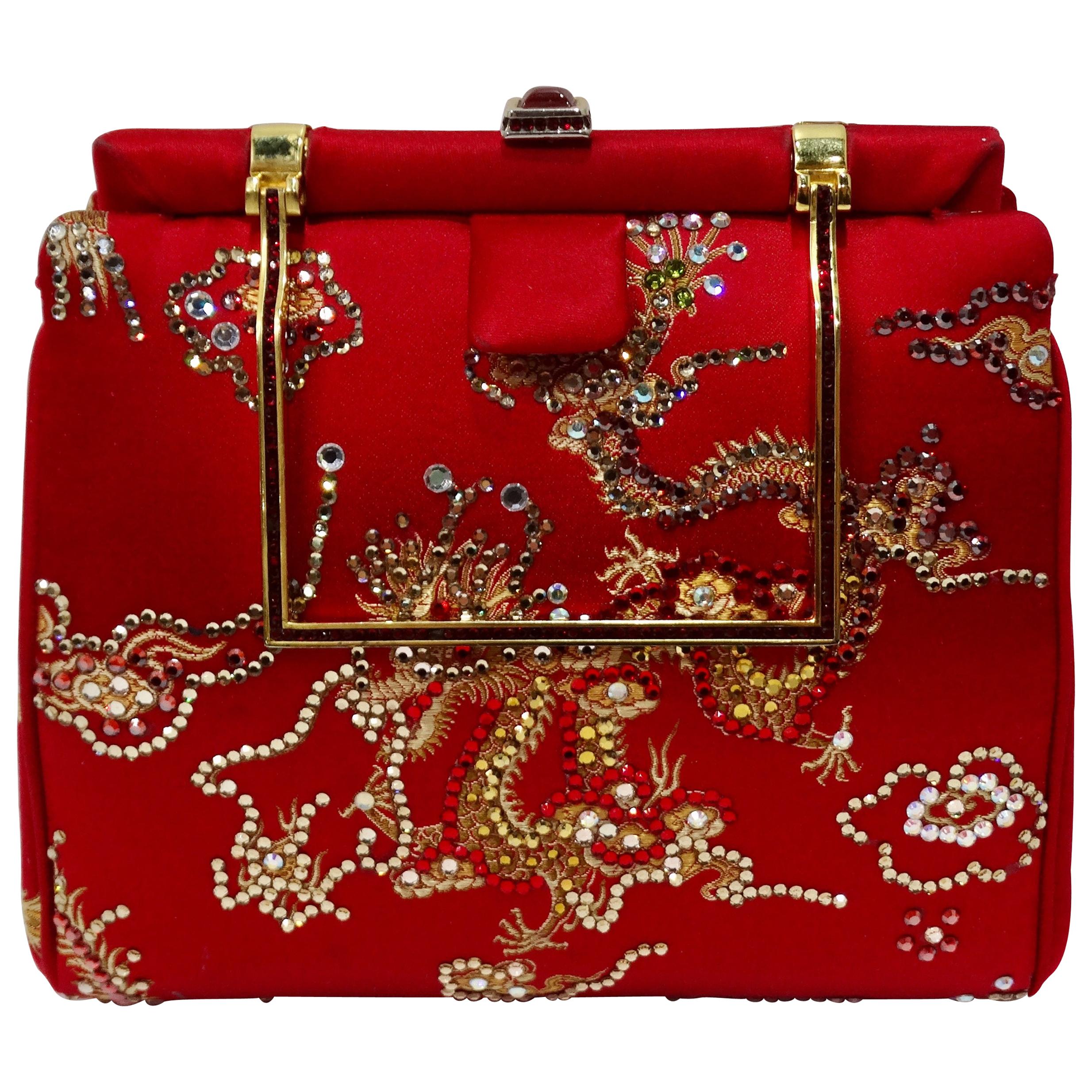 Judith Leiber Red Lizard Tassel Charm Strap Clutch Shoulder Bag For Sale at  1stDibs