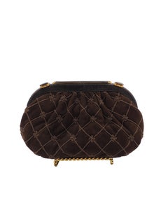 Judith Leiber Chocolate Brown Suede & Snake Purse