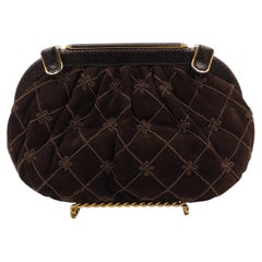 Judith Leiber Chocolate Brown Suede & Snake Purse
