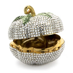 Judith Leiber Clear and Green Crystal Pumpkin Case