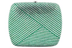 Judith Leiber Clear and Green Rhinestone Clutch