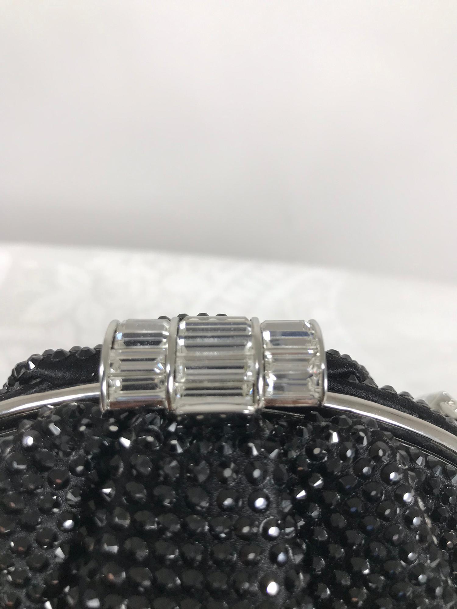 Judith Leiber Couture Black Rhinestone Silver Metal Evening Bag 2016 In Excellent Condition In West Palm Beach, FL