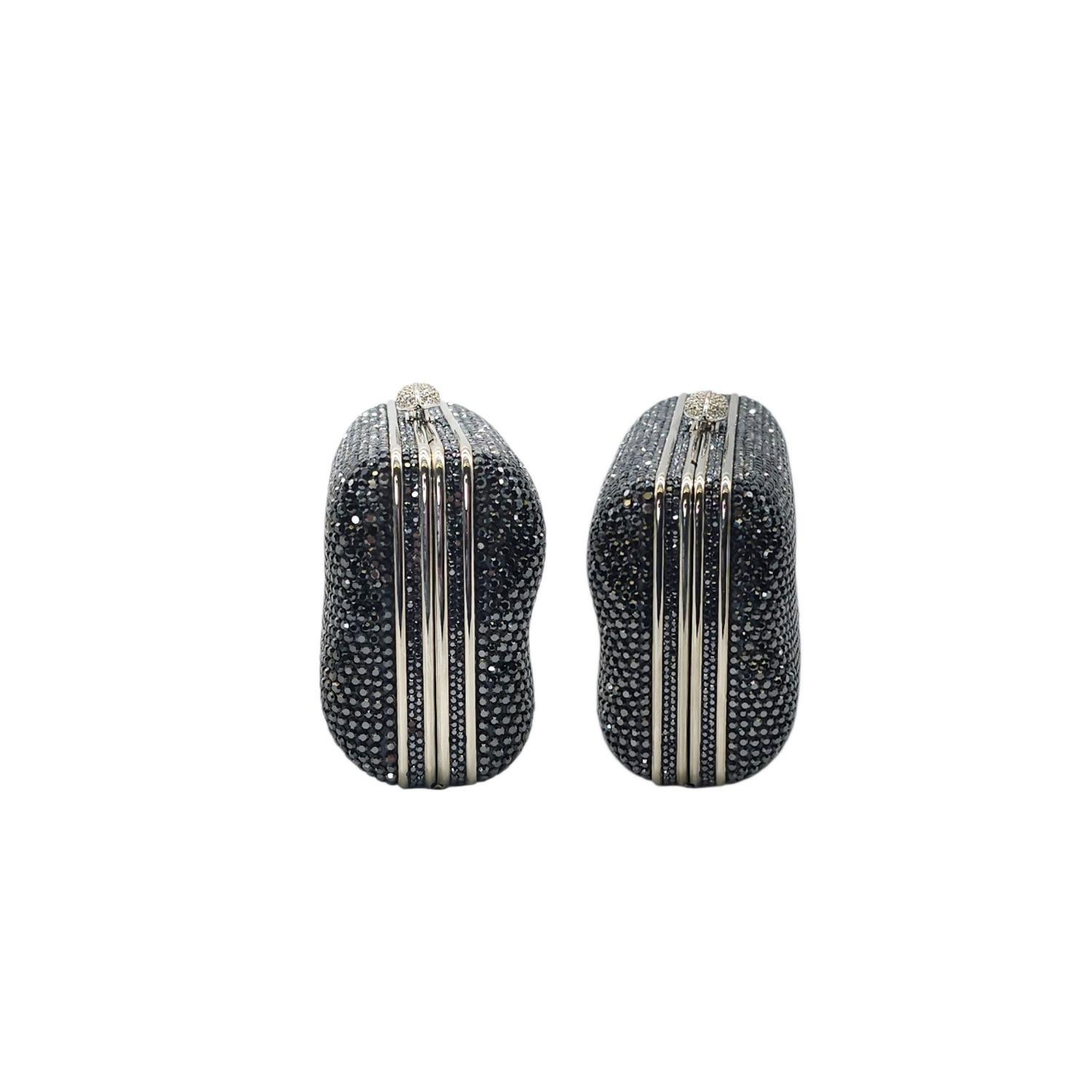 Black Judith Leiber Couture Crystal-Embellished Minaudière Clutch For Sale