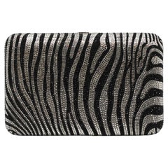 Judith Leiber Couture Crystal Zebra Stripe Minaudière with Chain
