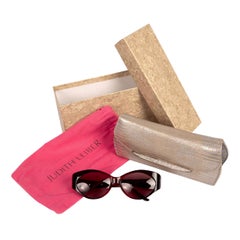 Judith Leiber Couture Jeweled 'Bluebell' Crimson & Blue Sunglasses with Case
