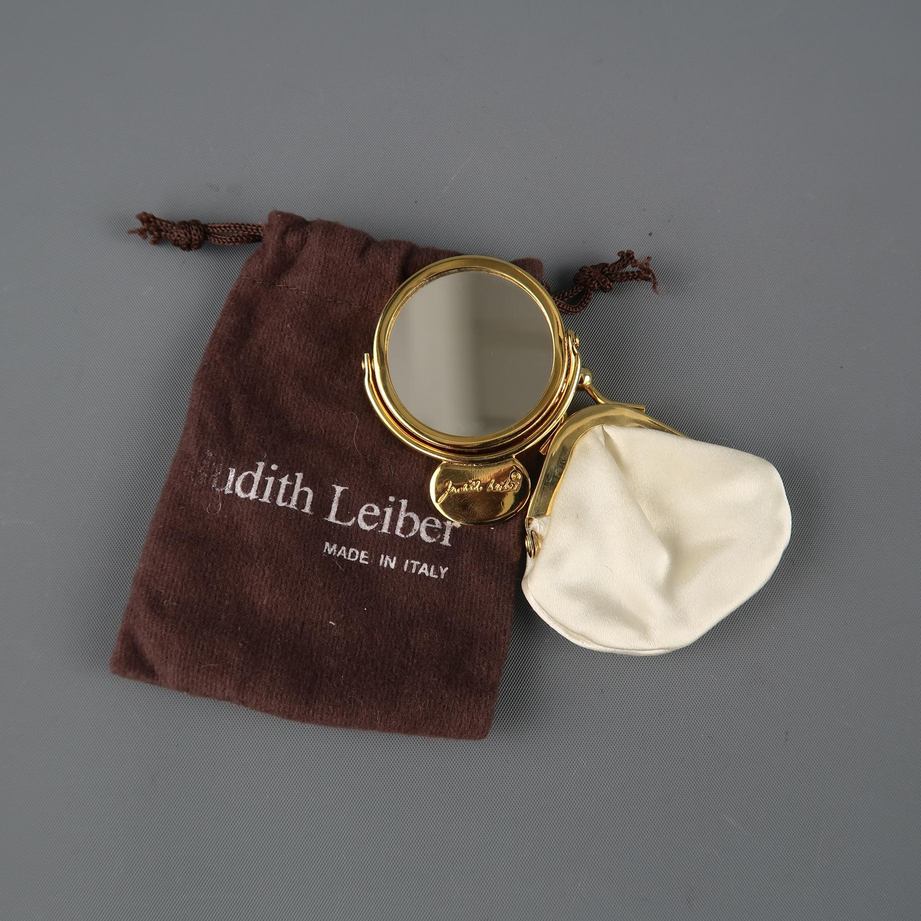 JUDITH LEIBER Cream Lace Textured Silk Crystal Gold Chain Evening Handbag 9
