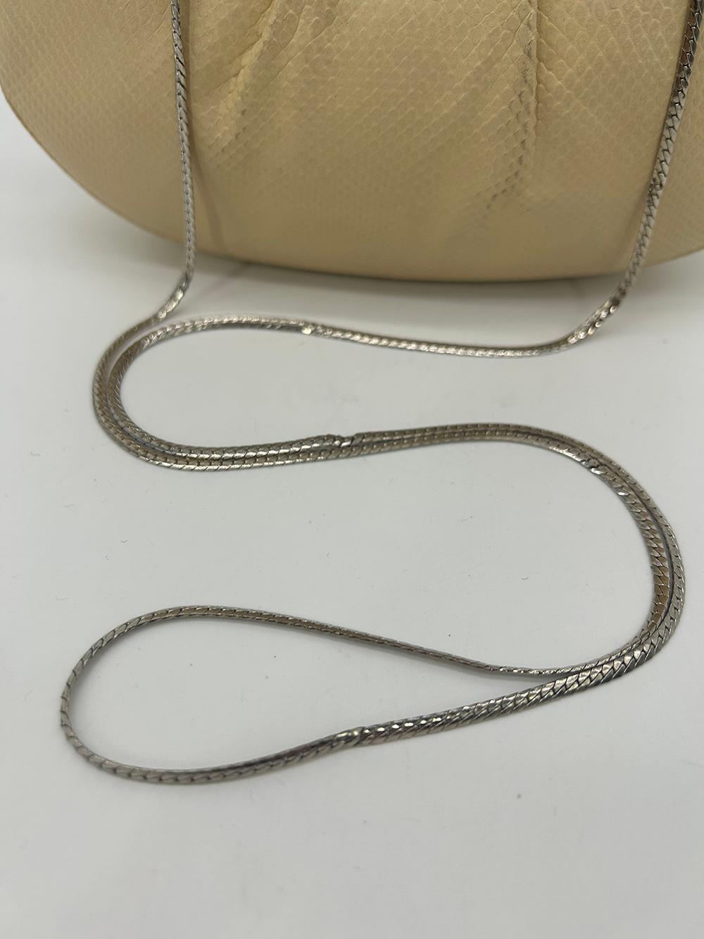 Judith Leiber Cream Matte Lizard Clutch with Enamel Crystal Top For Sale 12