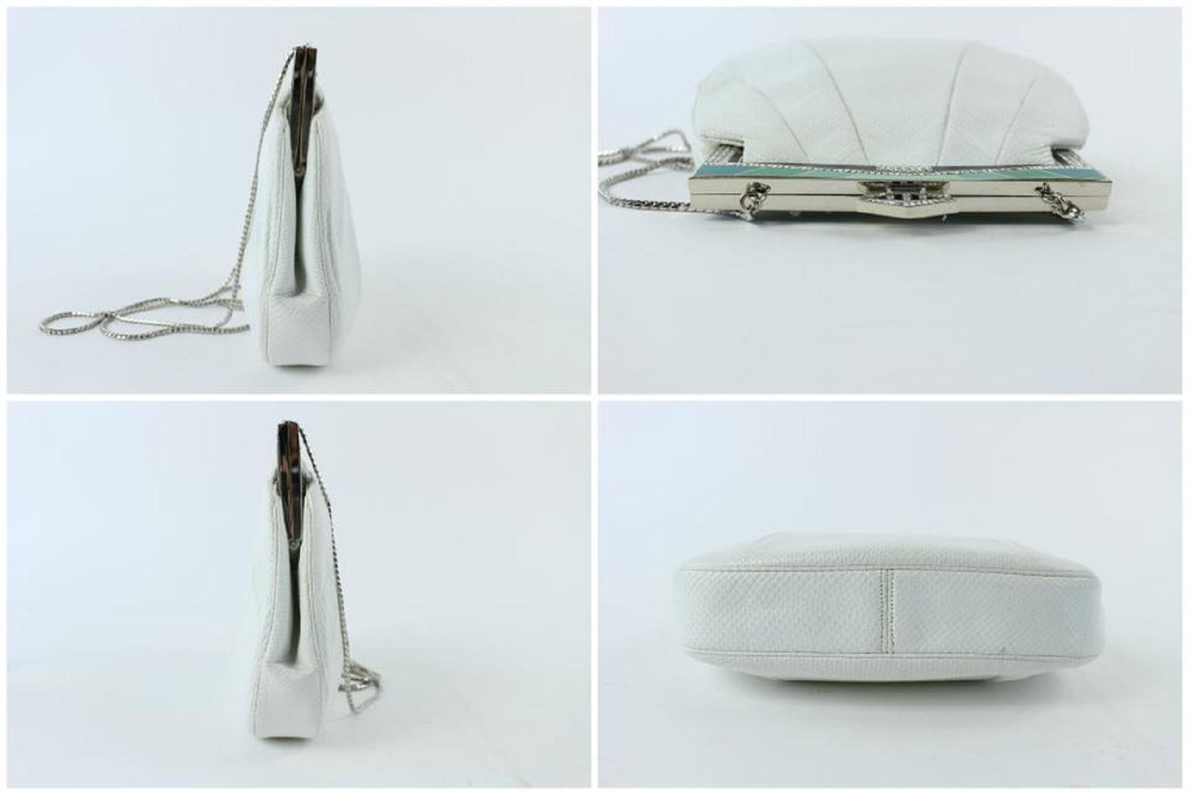 Judith Leiber Crossbody Karung Crystal 16mz0724 White Lizard Skin Leather 2