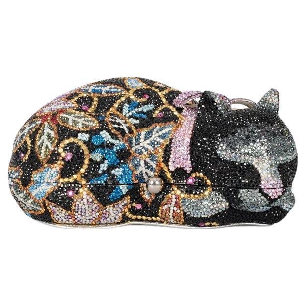 Judith Leiber - Pochette Minaudière avec chat en cristal