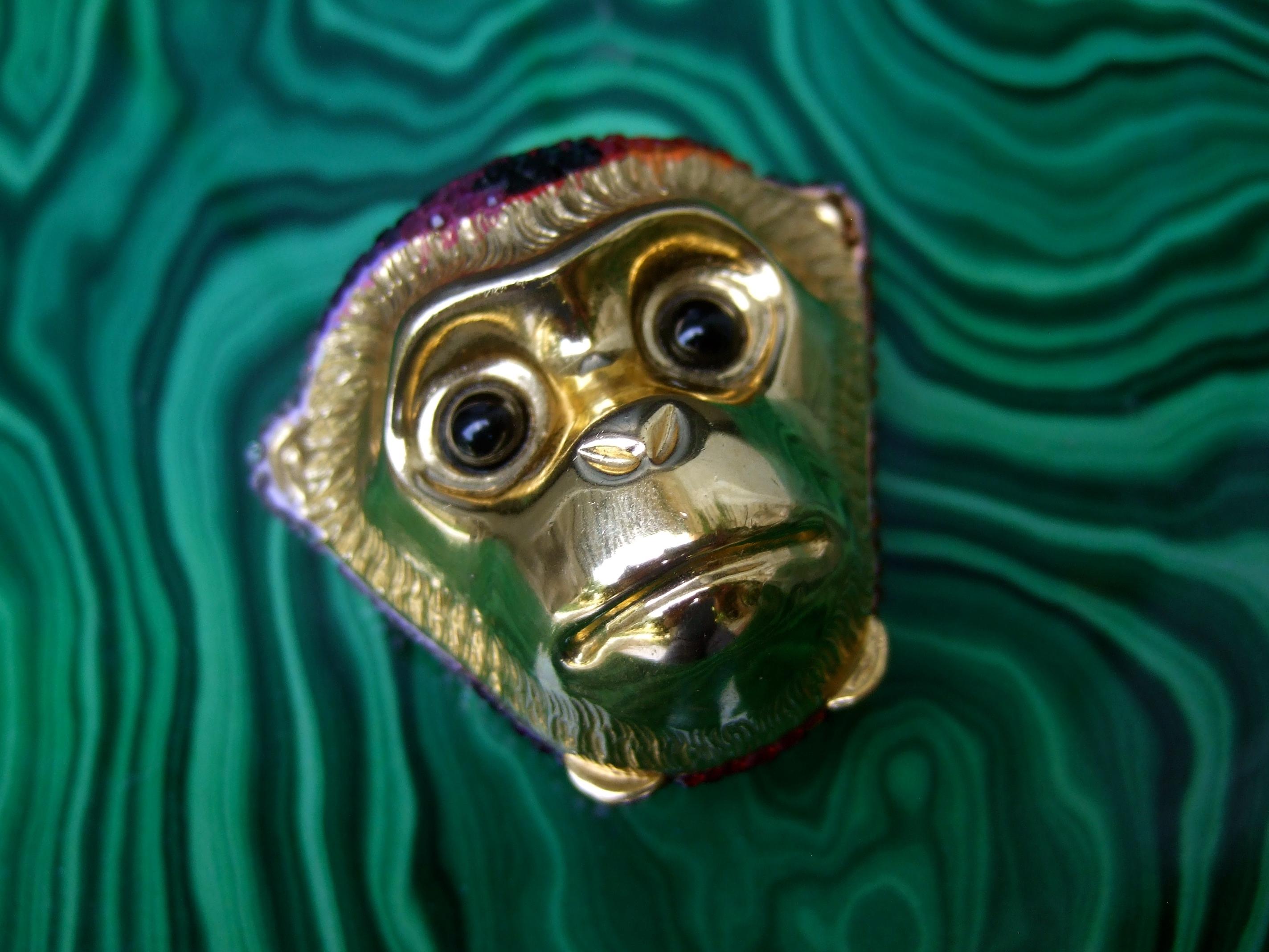 Judith Leiber Crystal Glass Jeweled Tiny Hinged Monkey Pill Box c 1980s For Sale 5