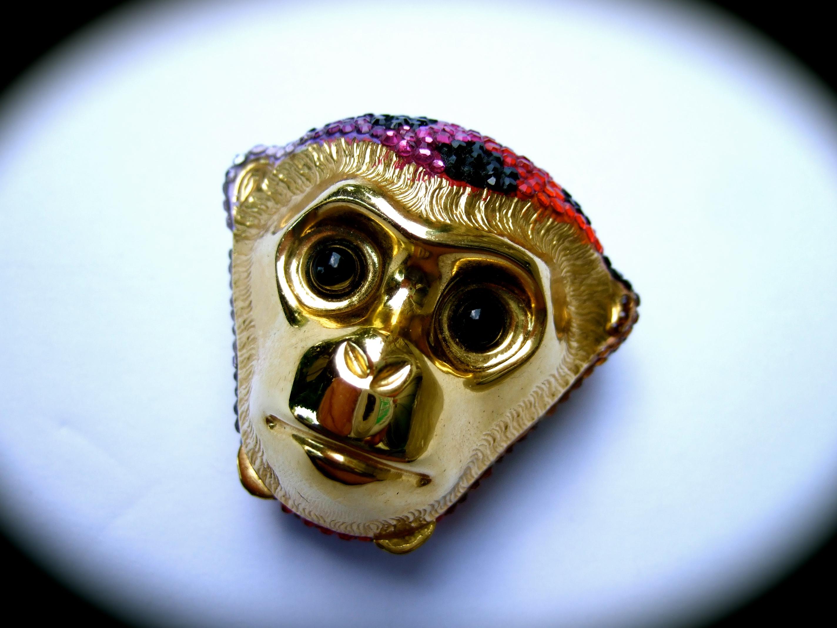 Judith Leiber Crystal Glass Jeweled Tiny Hinged Monkey Pill Box c 1980s For Sale 6