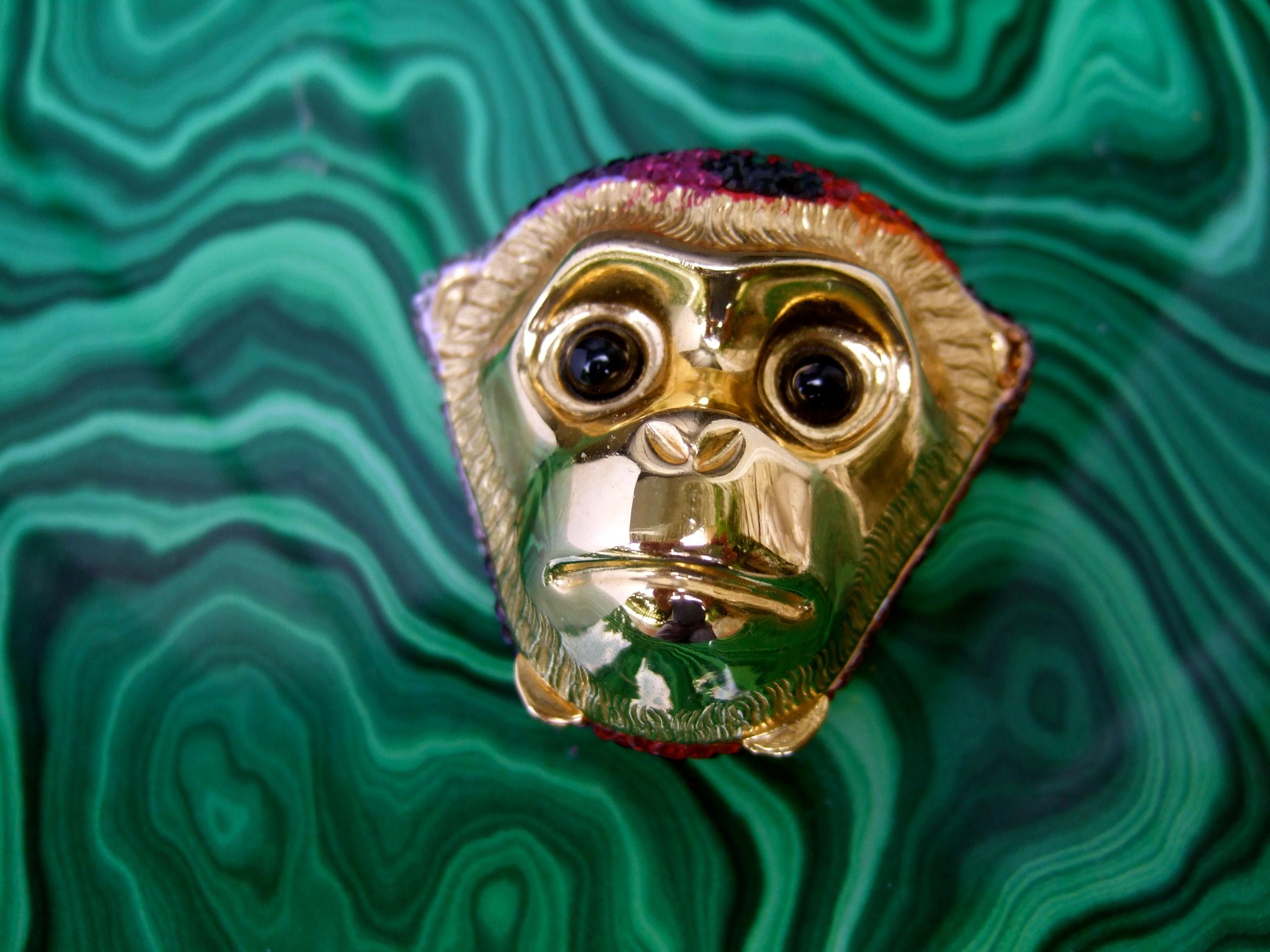 Judith Leiber Crystal Glass Jeweled Tiny Hinged Monkey Pill Box c 1980s For Sale 7