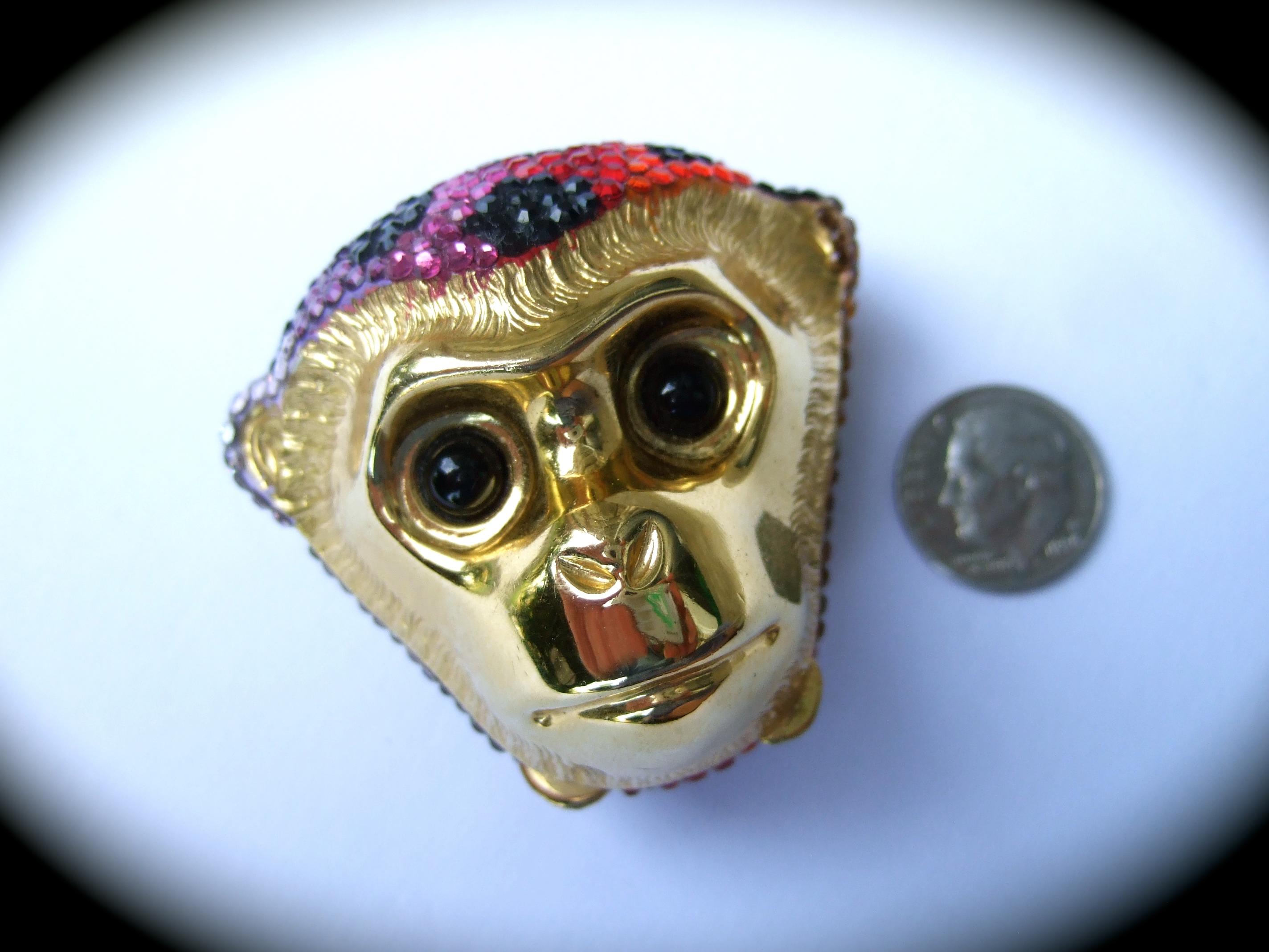 Judith Leiber Crystal Glass Jeweled Tiny Hinged Monkey Pill Box c 1980s For Sale 8
