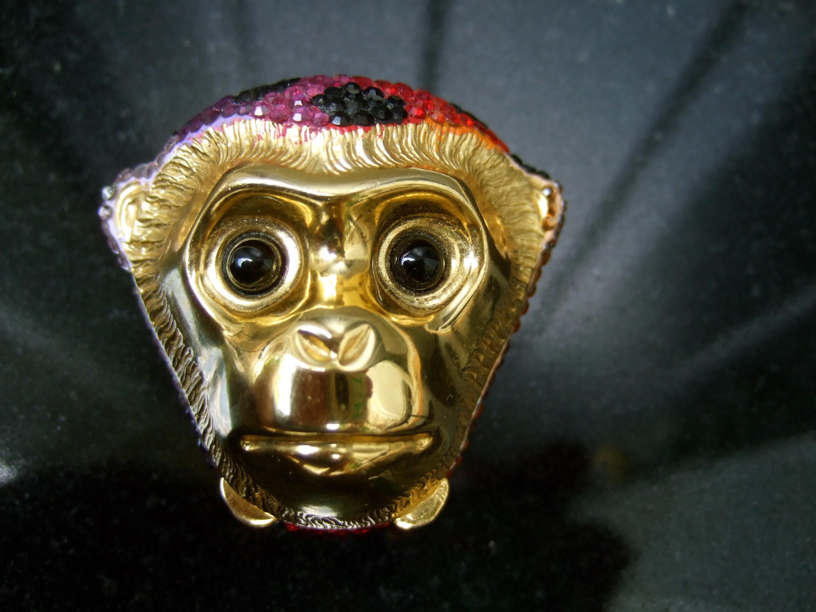 Judith Leiber Crystal Glass Jeweled Tiny Hinged Monkey Pill Box c 1980s For Sale 9