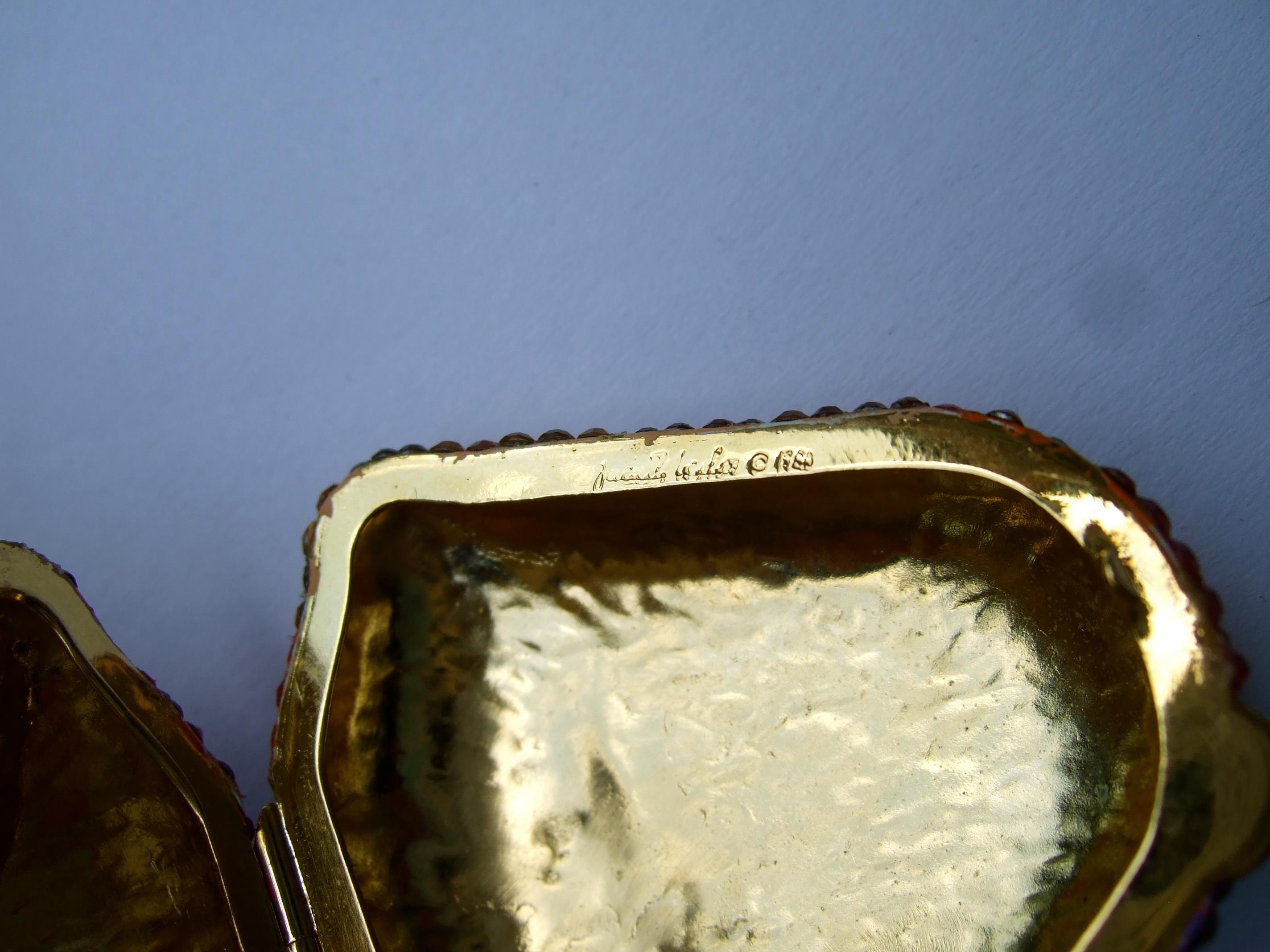 Judith Leiber Crystal Glass Jeweled Tiny Hinged Monkey Pill Box c 1980s For Sale 11