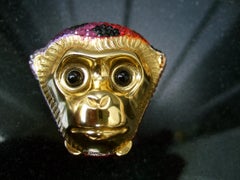 Judith Leiber Kristallglas Juwelen Tiny Scharnier Affen Pill Box mit Scharnier ca. 1980er