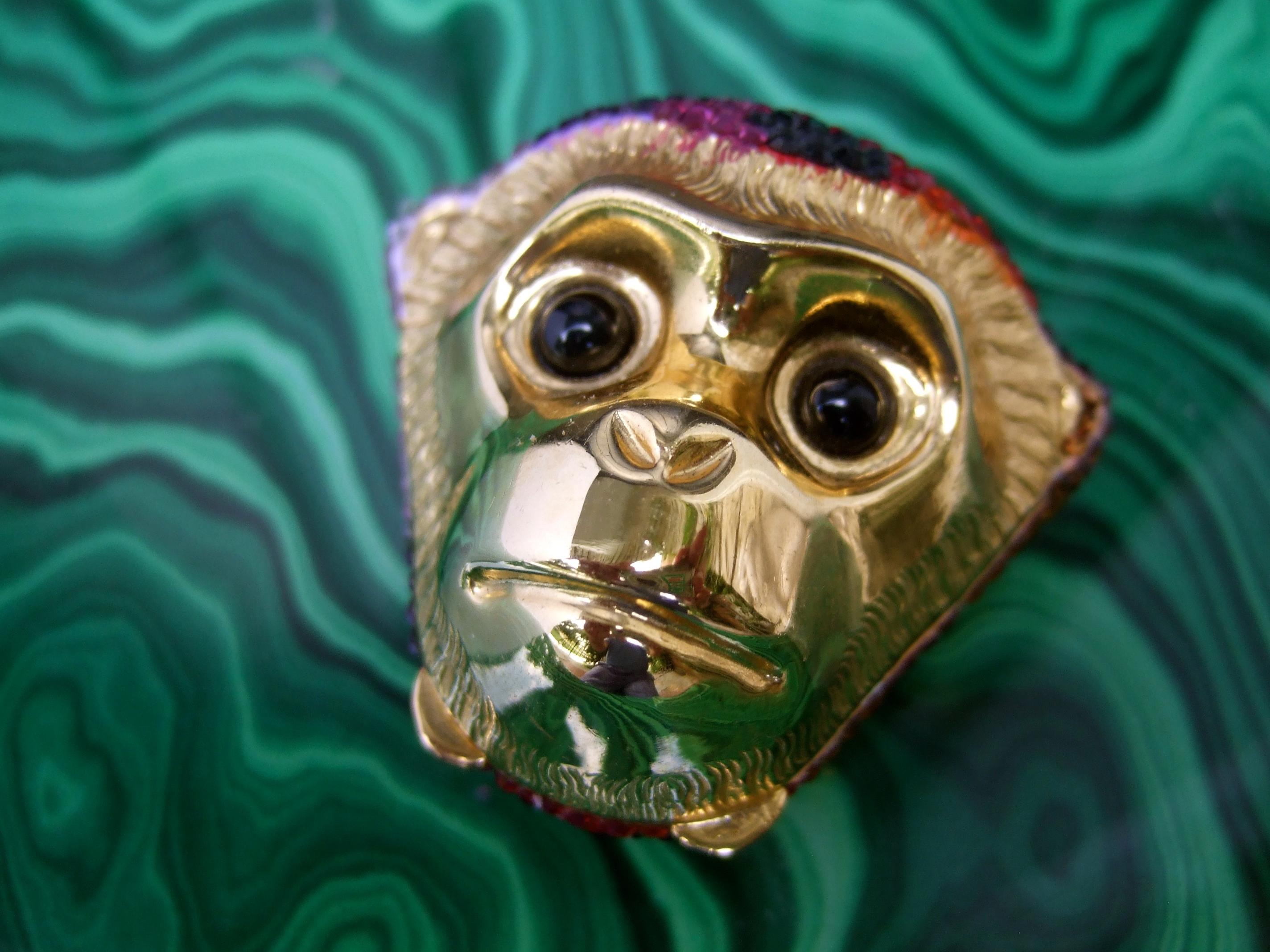 Judith Leiber Crystal Glass Jeweled Tiny Hinged Monkey Pill Box c 1980s For Sale 1