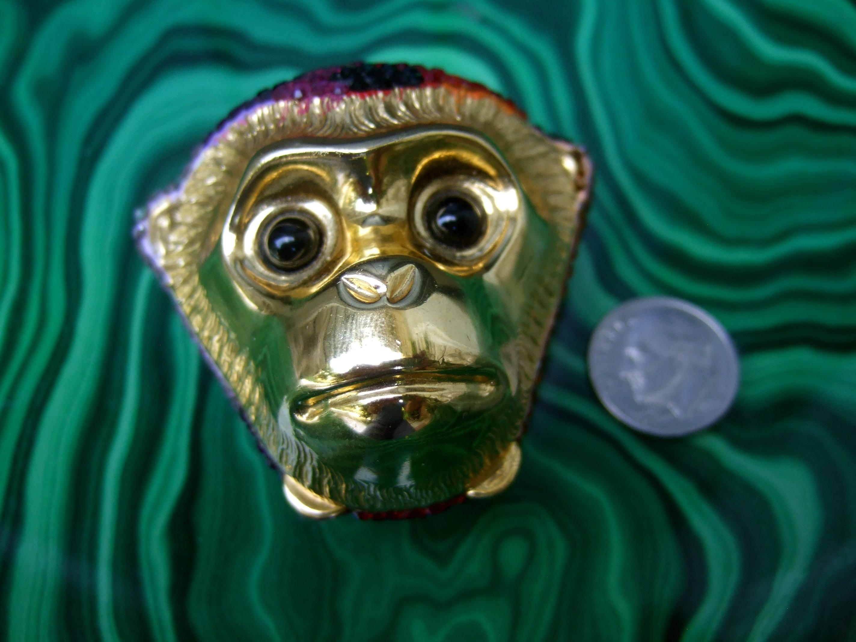 Judith Leiber Crystal Glass Jeweled Tiny Hinged Monkey Pill Box c 1980s For Sale 3