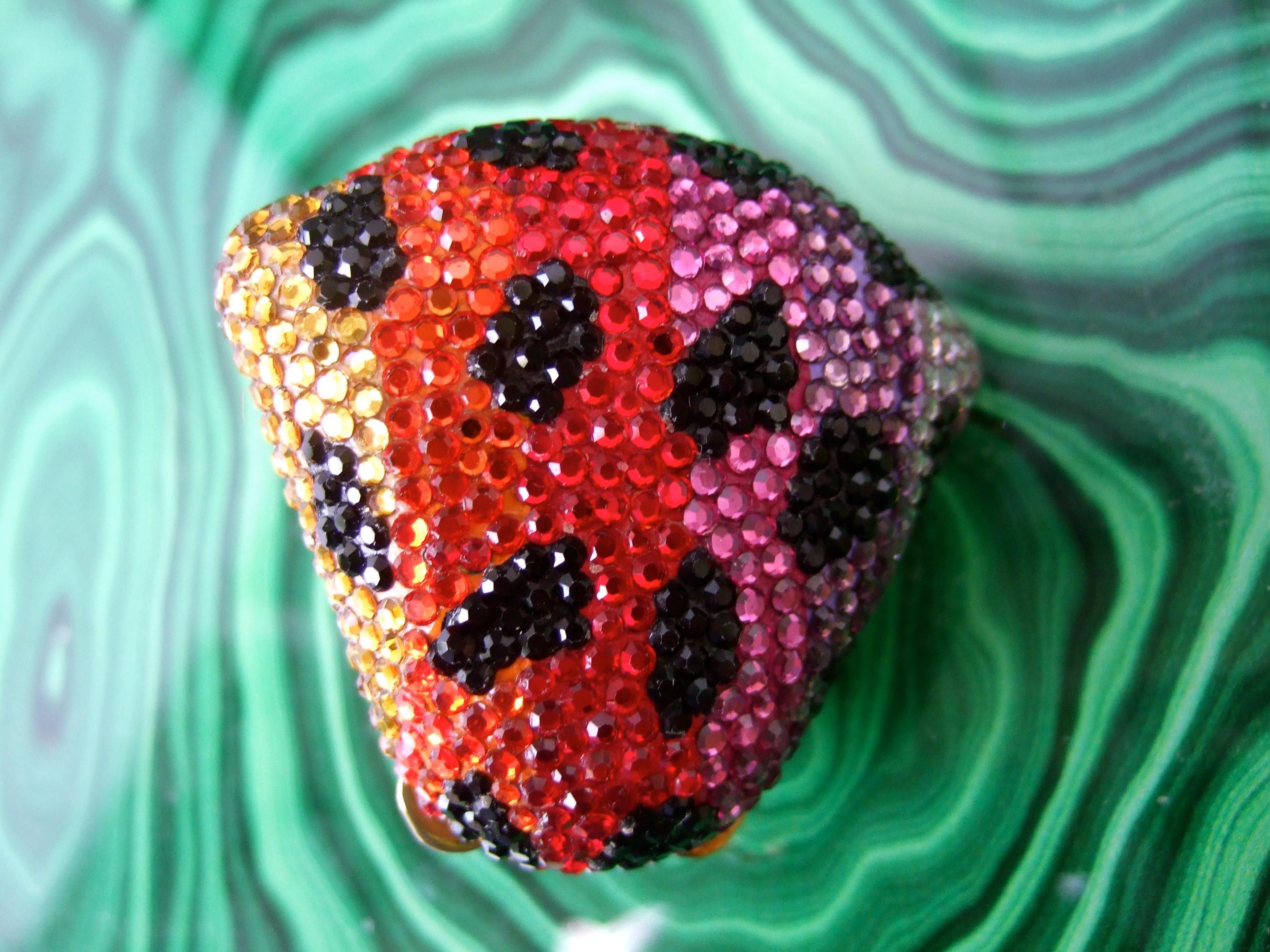 Judith Leiber Crystal Glass Jeweled Tiny Hinged Monkey Pill Box c 1980s For Sale 4