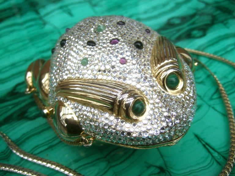 Judith Leiber Crystal Jeweled Frog Minaudière c 1980s For Sale 5