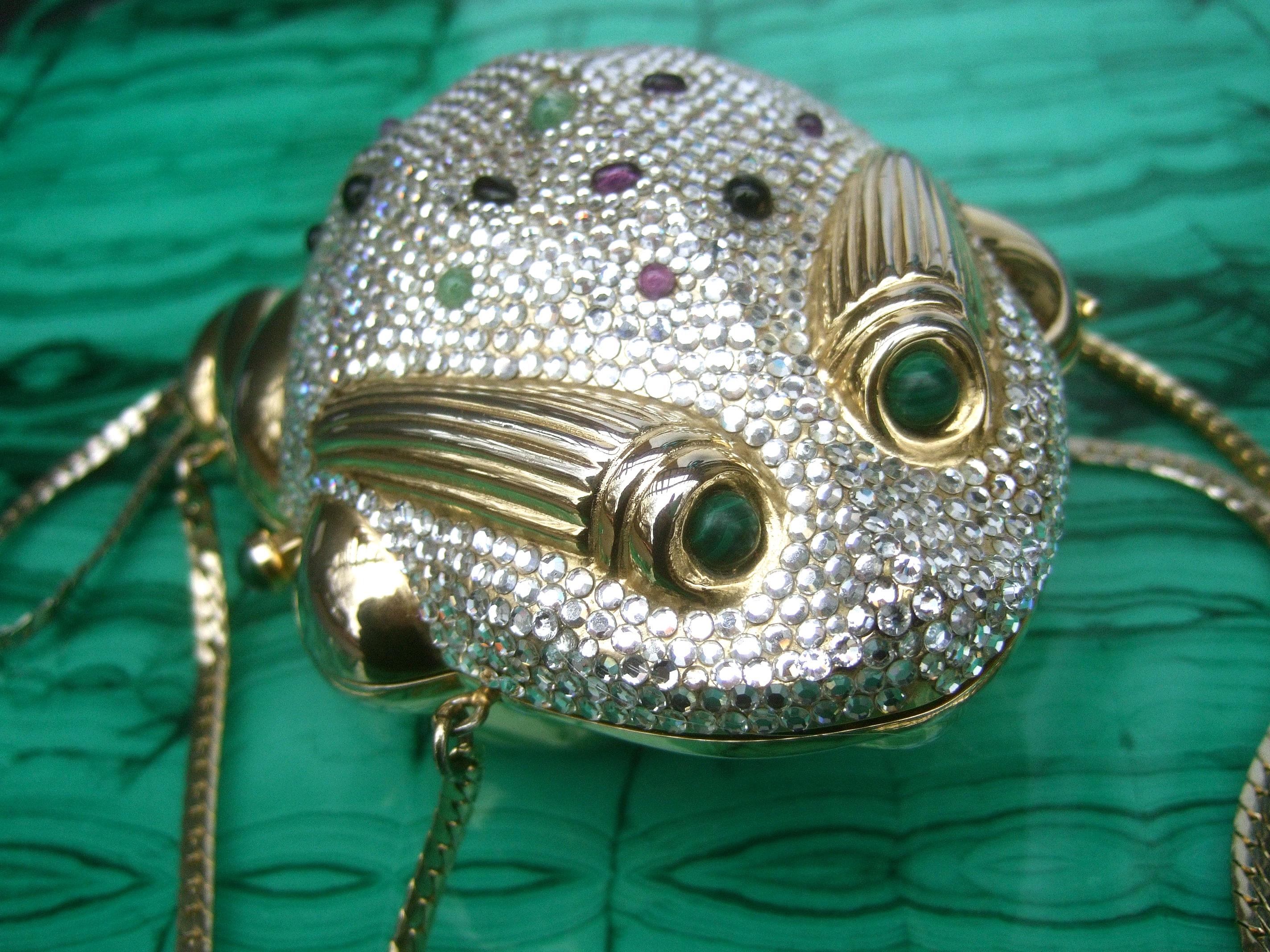 Judith Leiber Crystal Jeweled Frog Minaudière c 1980s 11