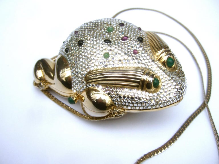Women's Judith Leiber Crystal Jeweled Frog Minaudière c 1980s For Sale