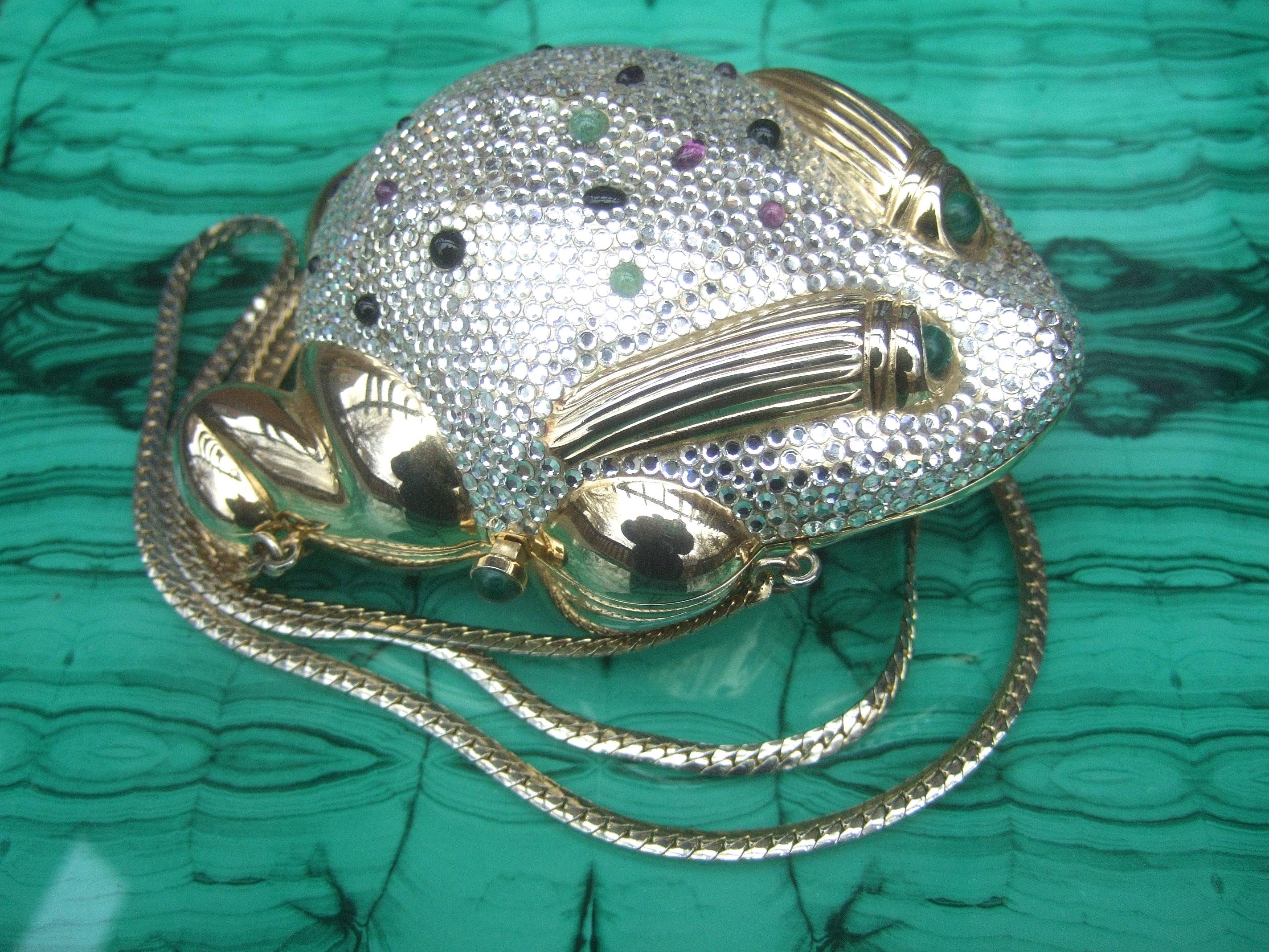 Judith Leiber Crystal Jeweled Frog Minaudière c 1980s For Sale 1