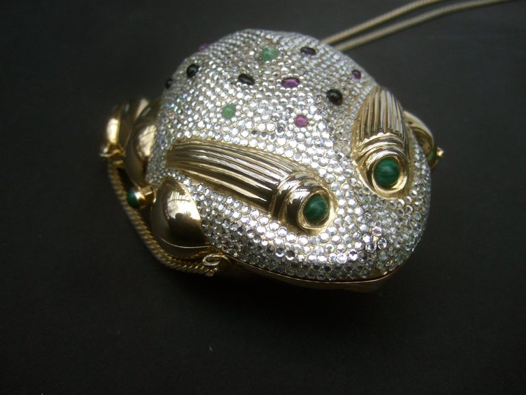 Judith Leiber Crystal Jeweled Frog Minaudière c 1980s For Sale 3