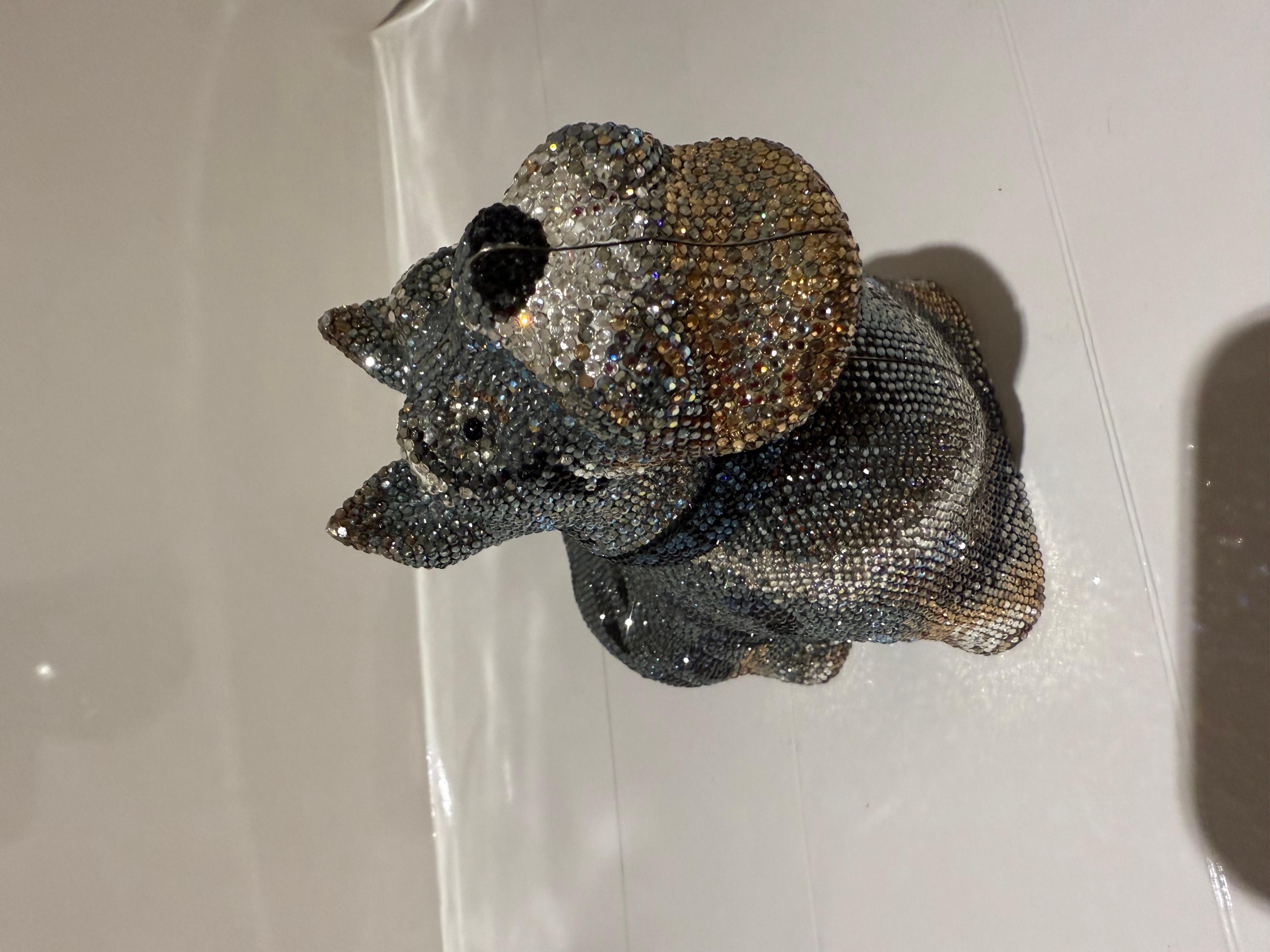 JUDITH LEIBER Crystal Terrier Minaudiere Clutch In Good Condition For Sale In London, England