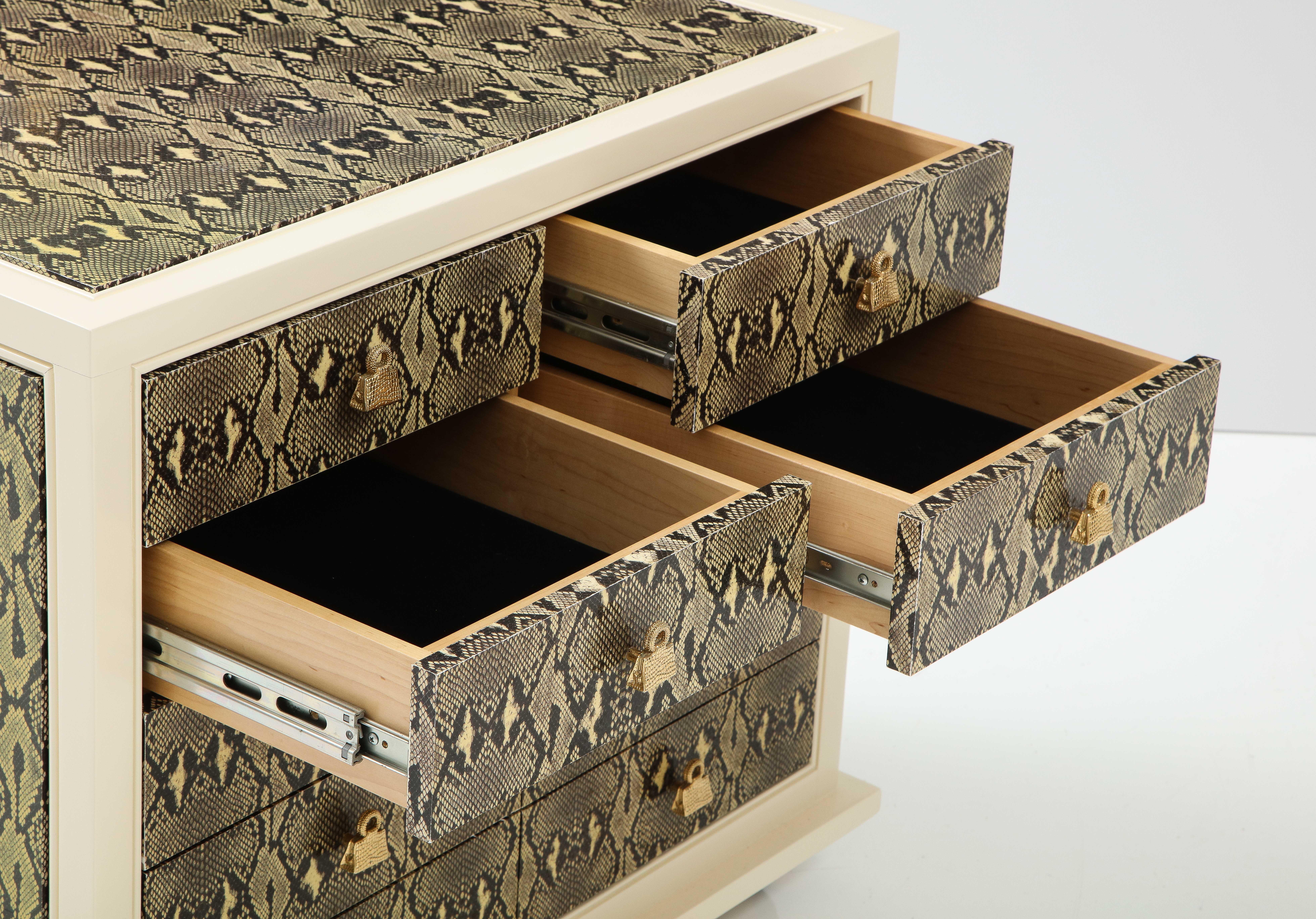 American Judith Leiber Custom Designed Snakeskin Cabinet. For Sale