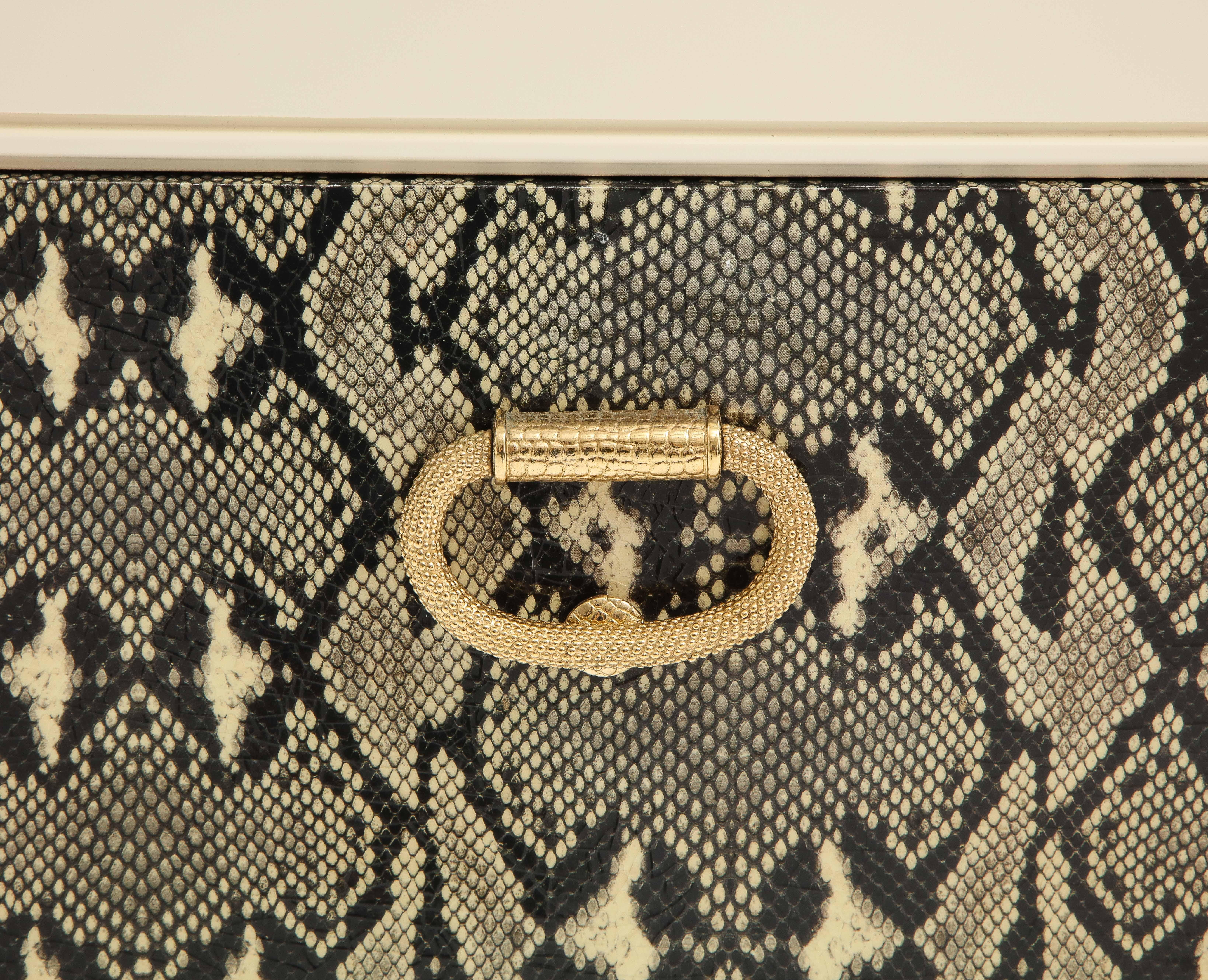 Judith Leiber Custom Designed Snakeskin Cabinet. For Sale 1